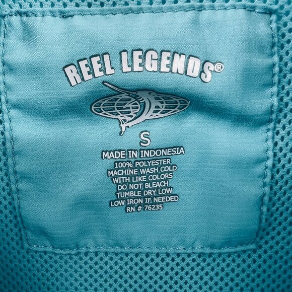 Reel Legends Men Shirt Small Blue Button Front Long Sleeve Fishing Vented Pocket - Picture 6 of 10